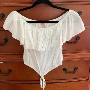 White Ruffled Off-the-Shoulder Top
